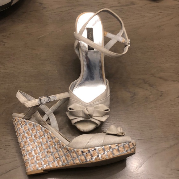 White House Black Market Shoes - White House Black market￼ grey wedges